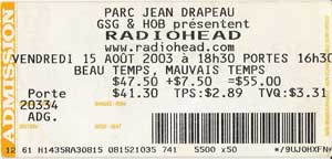 Radiohead Ticket